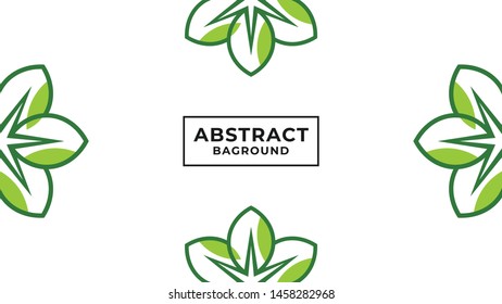 white background with leaf theme, flat green color