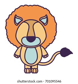 white background with light color faceless caricature cute lion animal vector illustration