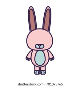 white background with light color faceless caricature cute rabbit animal vector illustration