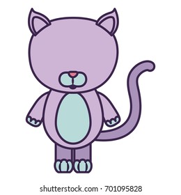 white background with light color faceless caricature cute cat animal vector illustration