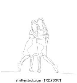 white background, line drawing girls girlfriends