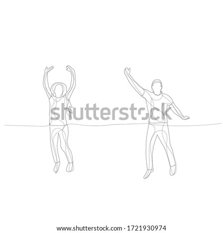 white background, a line drawing of a man jumping