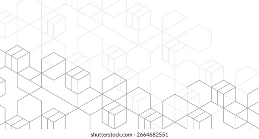 White background with lines. Abstract background of hexagons. Technological background. Vector illustration.
