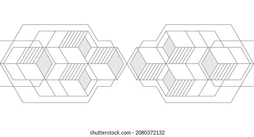 Fondo blanco de las líneas.Geometría de cuadrados.Ilustración de líneas.Ilustración vectorial.