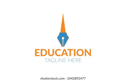 a white background with a logo for education