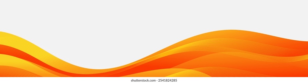 A white background with a lower portion filled with orange and yellow wavy lines. The lines are thin and create a dynamic, flowing effect.