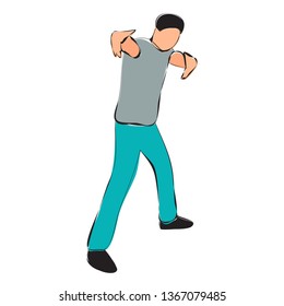  white background, man dancing, contour
