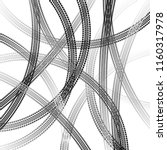 White background with many black and gray car tire tracks