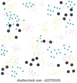 White background with many falling tiny round randomly glitter .Isolated.