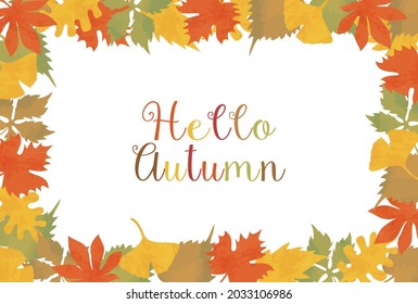 White background material of autumn leaves illustration expressing autumn