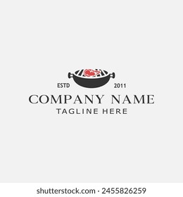 white background meat restaurant meat grill logo