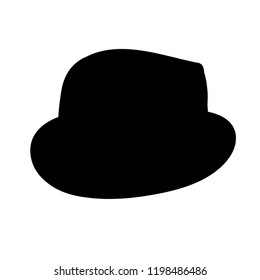 white background, men's hat black silhouette