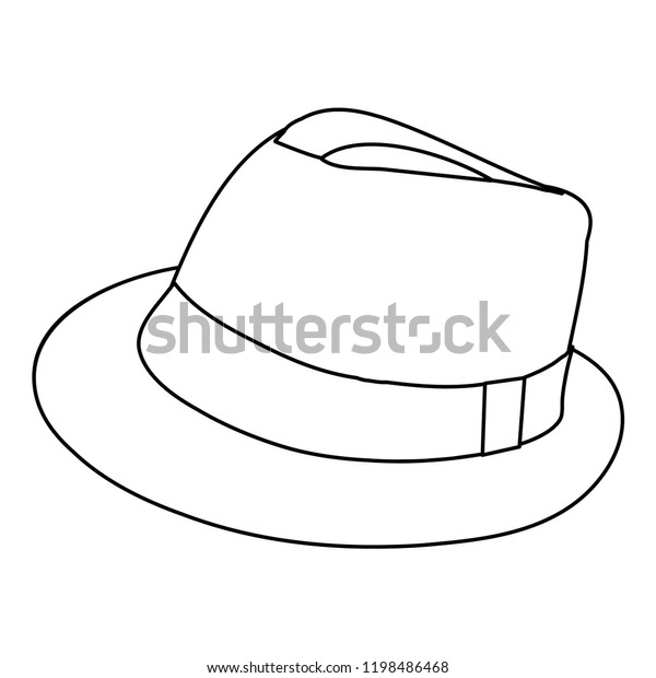 White Background Mens Hat Sketch Lines Stock Vector (Royalty Free ...