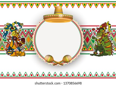 White background with mexican ornaments for the Cinco de Mayo. Eps 10 vector file.