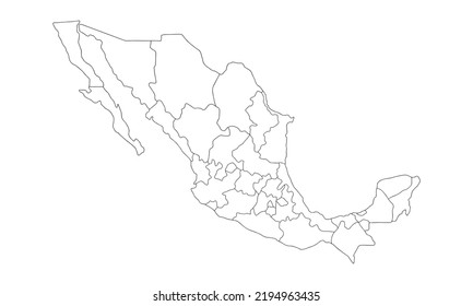 white background of mexico map with line art design, perfect for office, banner, landing page, background, wallpaper and more