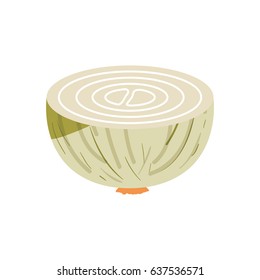 white background of middle realistic onion in closeup vector illustration