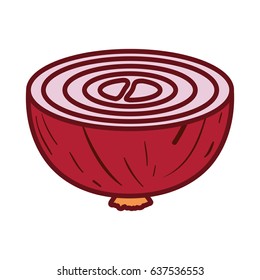 white background of middle red beet with thick contour vector illustration