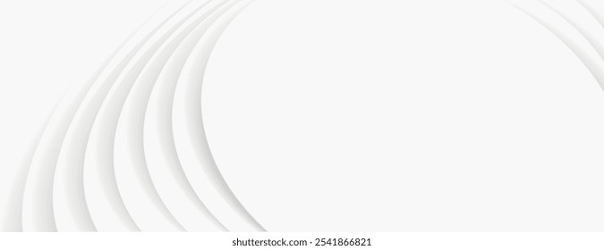 White background, minimal curved texture. The background is minimalist and elegant, featuring a white, layered design. Background is serene. Abstract minimal curved layered texture background vector