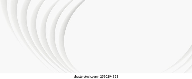 White background with a minimalist style, featuring layered curves. The background is smooth and elegant, with a clean white background. Abstract minimal curved layered texture background vector