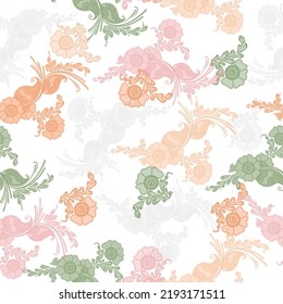 White background. Modern floral background.  Funny multicolored print for fabric, paper, any surface design. 