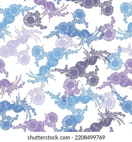 White background. Modern floral background.  Funny multicolored print for fabric, paper, any surface design. 