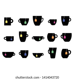 White background. Modern vector design. Creation set. People icon set. Tea cup. Coffee mug vector.