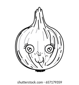 white background with monochrome animated onion vector illustration