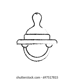 white background with monochrome blurred pacifier vector illustration