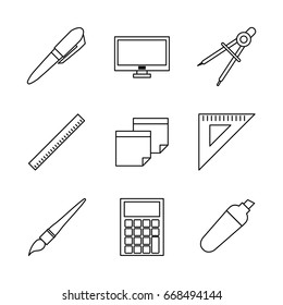 white background with monochrome icons of school elements