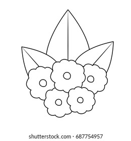 white background with monochrome silhouette of flowers ornament in closeup vector illustration