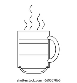 white background with monochrome silhouette of hot coffee cup vector illustration