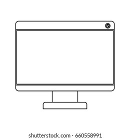 white background with monochrome silhouette of lcd monitor vector illustration