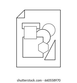 white background with monochrome silhouette of sheet with geometric forms vector illustration