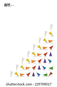 White background with the motif of colored pencils 