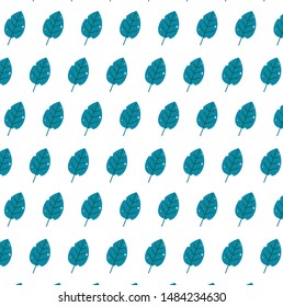 White background on blue leaf pattern vector