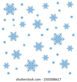 White background on blue snowflake pattern vector