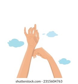 Weißer Hintergrund auf den Hands Symbol Vektordesign.