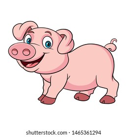 White background on pig farm animal vector illustration