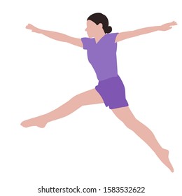 white background, one girl in a flat style is dancing