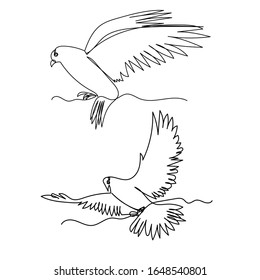 white background, one line drawing of a bird flying, a dove