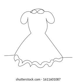  white background, one-line drawing of a female dress
