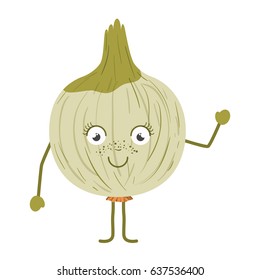 white background with onion cartoon vector illustration