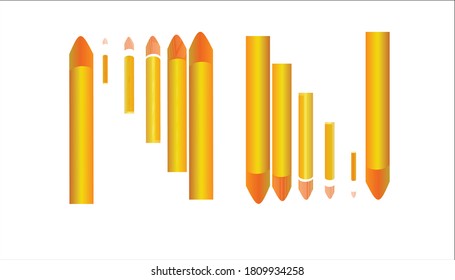 White background. Orange abstract pencils.