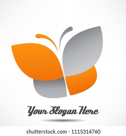 White background with orange butterfly