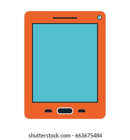 white background with orange cover on tablet vector illustration