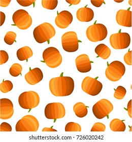 White background with orange halloween pumpkins pattern. Vector illustration.