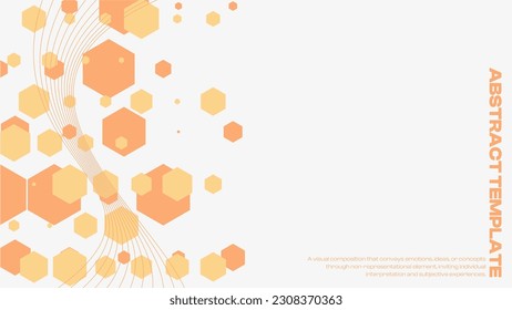 White Background Orange Hexagonal shape Cluster, Abstract Style Presentation Template