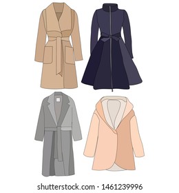 white background, outerwear coat, cape, set