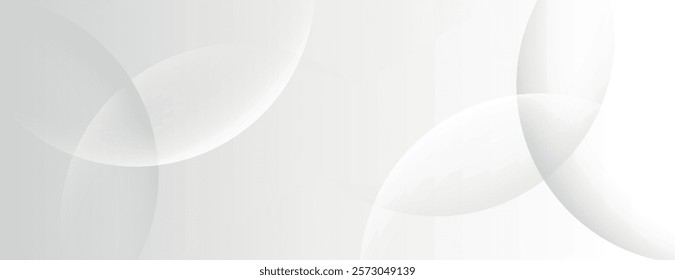A white background with overlapping circular patterns. The background is smooth and modern, featuring a soft white color and subtle texture. Minimal abstract circles vector gradient background