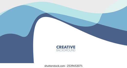 A white background with overlapping, light and dark blue, wavy shapes.